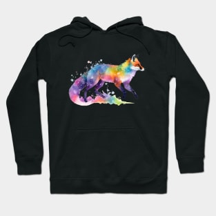 Watercolor Rainbow Galaxy Fox V1 Hoodie